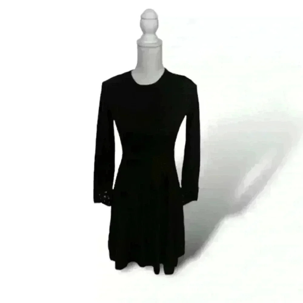 Jason Wu Black Long Sleeve Sweater Dress With Sequin Cuffs Size XS NWOT